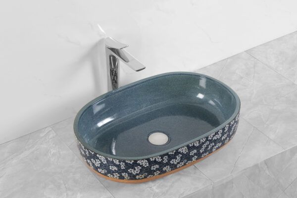 Umywalka nablatowa Kerra KR-374 kolorowa z kwiatowym wzorem 1 szt.