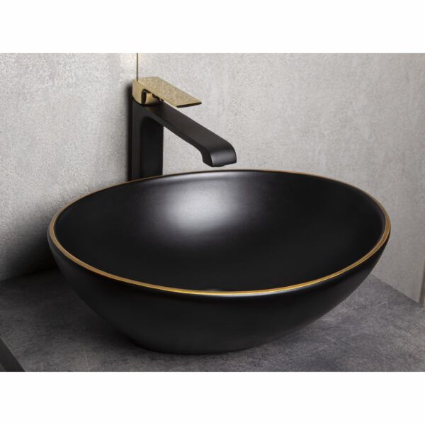 Umywalka nablatowa Kerra KR-707 BL/G czarno złota 1 szt.