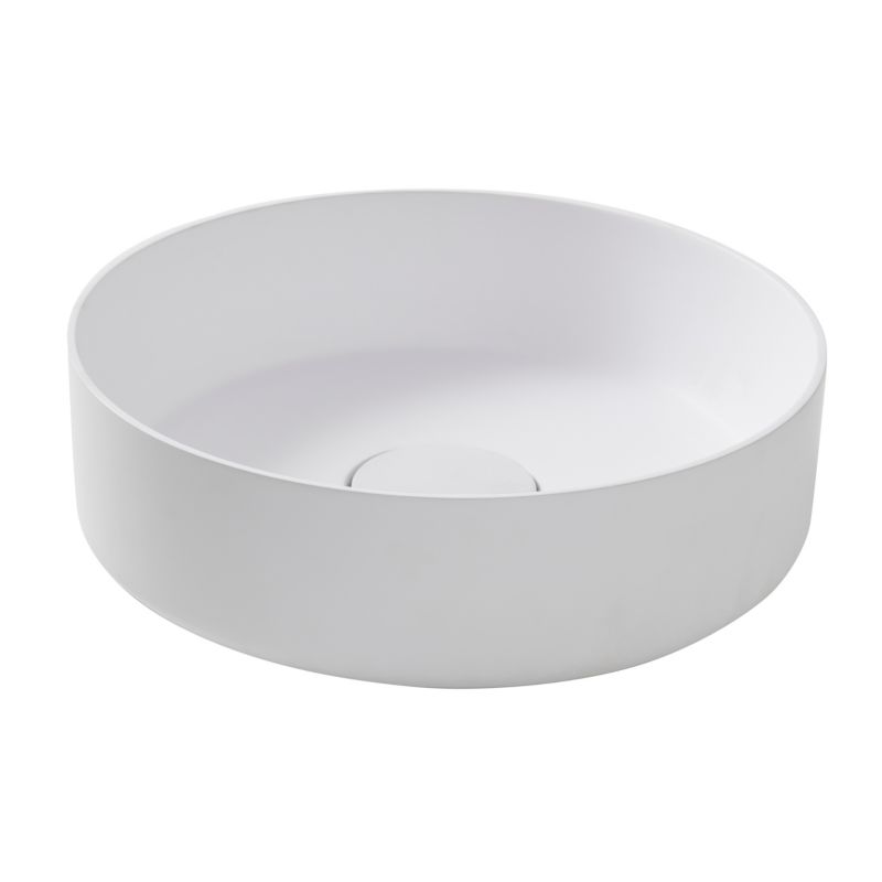 GoodHome Apanas konglomerátové umyvadlo na desku, průměr. 38 cm bílá.