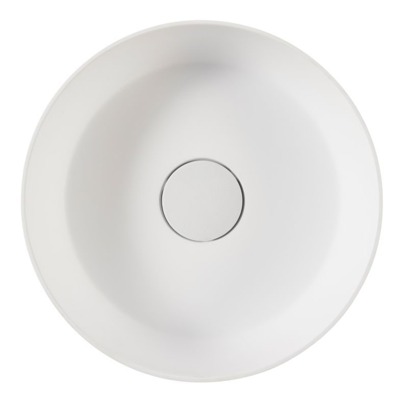GoodHome Apanas konglomerátové umyvadlo na desku, průměr. 38 cm bílá.