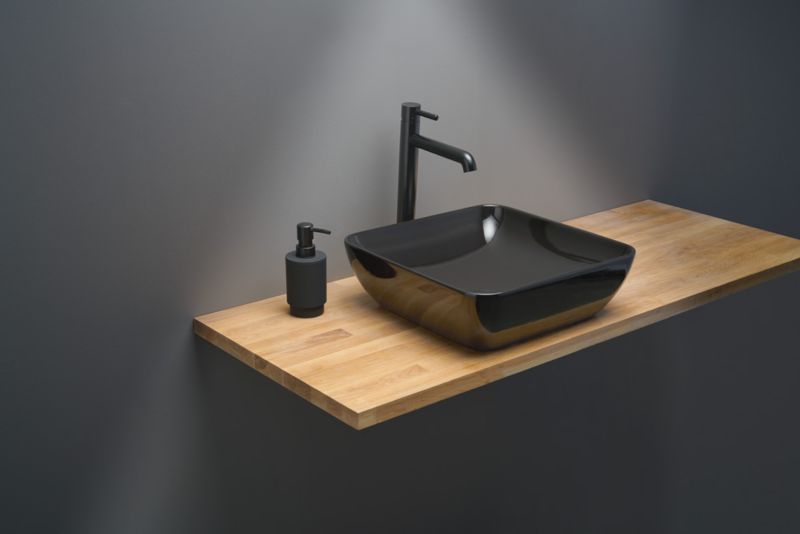 Umywalka nablatowa Ravak Ceramik Slim S 38 cm czarna