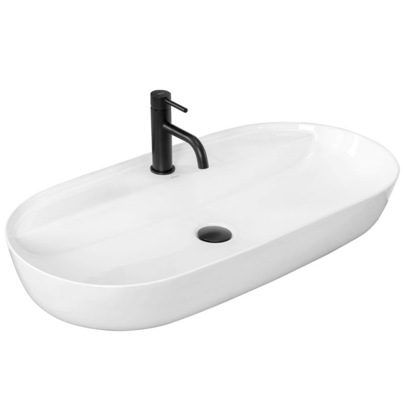 Umywalka Nablatowa Rea Aura 81 Owalna Biały 81X41X14Cm 1 Szt