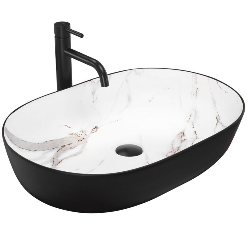 Umywalka Nablatowa Rea Cleo 61 /Aiax Owalna Czarny 60,5X41X14Cm 1 Szt