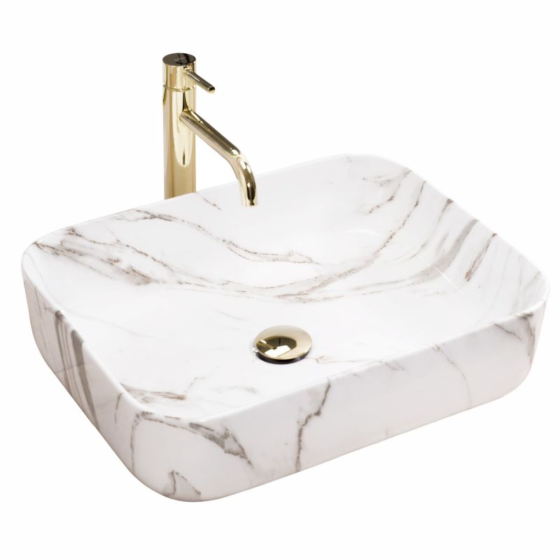Umywalka Nablatowa Rea Demi Shiny Aiax Prostokątny Biały 51X39X13,5Cm 1 Szt