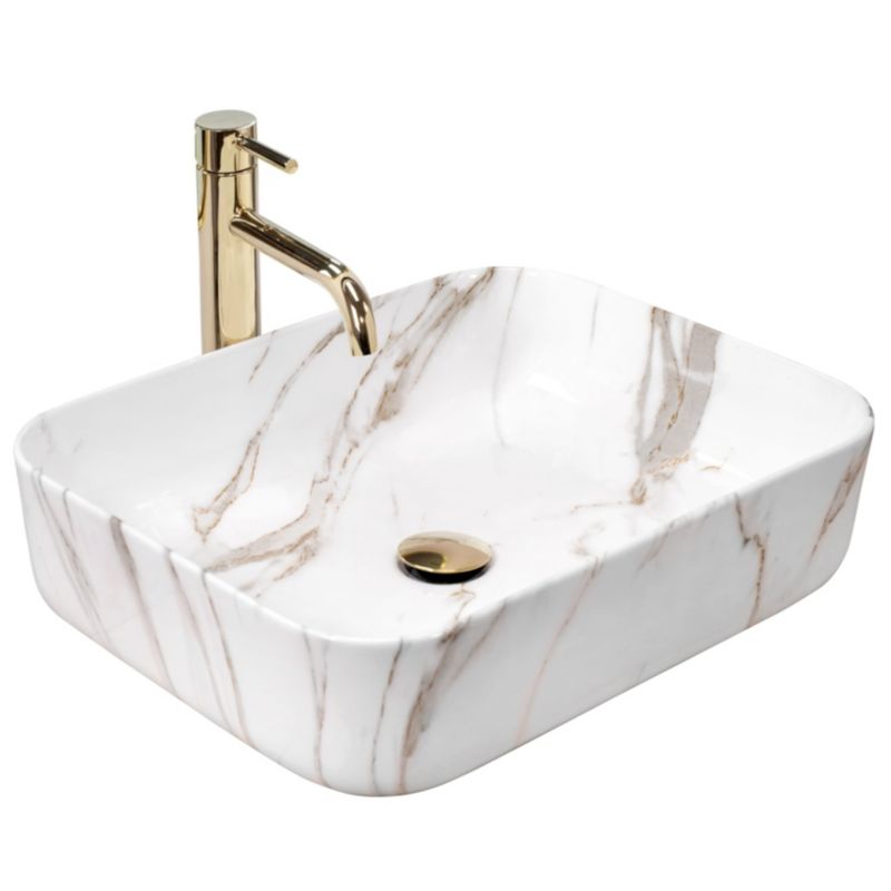 Umywalka Nablatowa Rea Demi Shiny Aiax Prostokątny Biały 51X39X13,5Cm 1 Szt