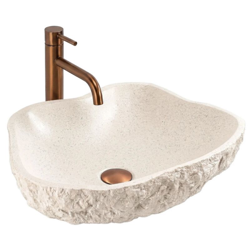 Umywalka Nablatowa Rea Isla Warm Beige 49 x 37 x 14 cm 1 szt