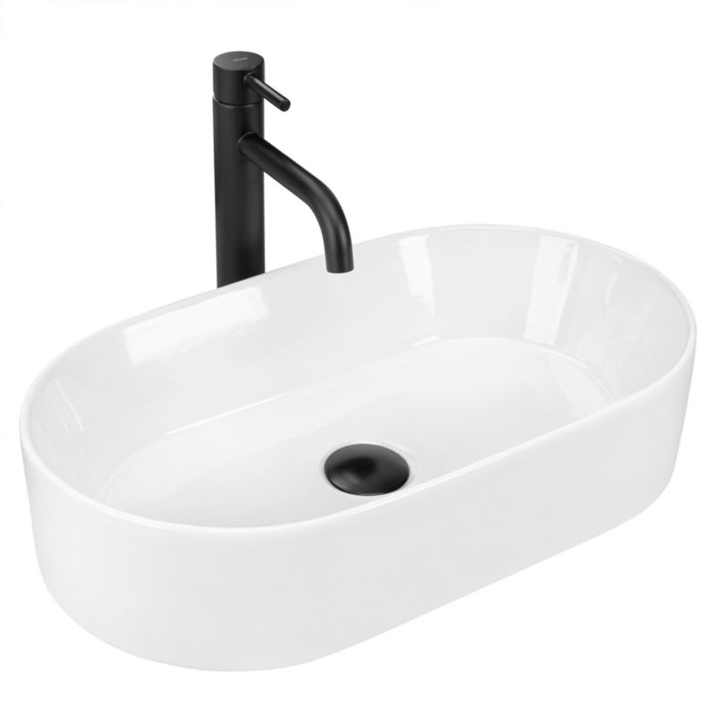 Umywalka Nablatowa Rea Layla 50 Owalna Biały 53X30X11,5Cm 1 Szt