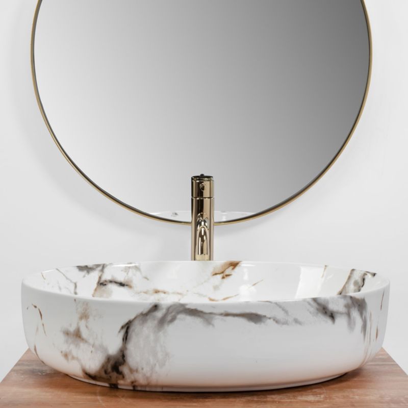 Umywalka Nablatowa Rea Queen Carrara Shiny Owalna Biały 55X41,5X14Cm 1 Szt