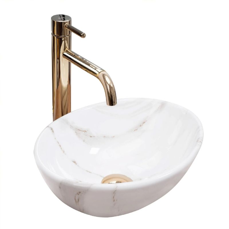 Umywalka Nablatowa Rea Sofia Mini Aiax Shiny Owalna Biały 35X27X13Cm 1 Szt