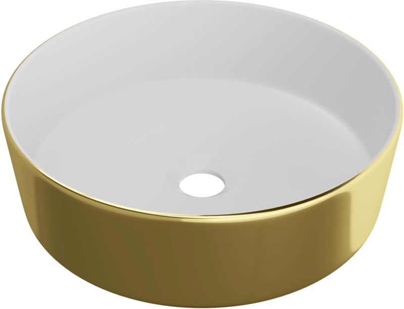 Umywalka nablatowa Solider Merida 37 x 12 cm złoto-biała