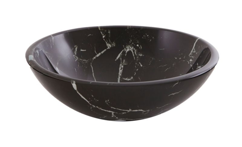 Umywalka nablatowa szklana GoodHome Brora śr. 42 cm czarna