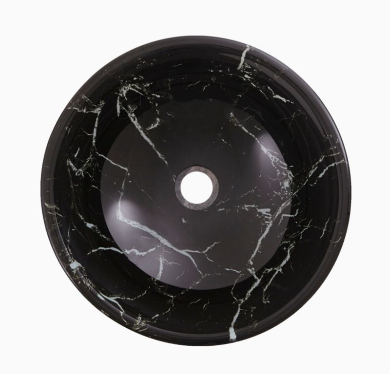 Umywalka nablatowa szklana GoodHome Brora śr. 42 cm czarna