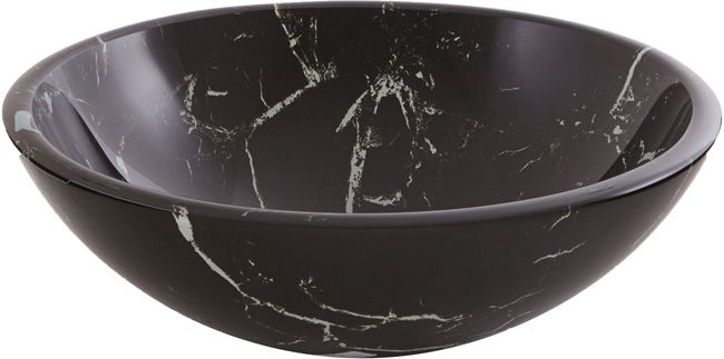 Umywalka nablatowa szklana GoodHome Brora śr. 42 cm czarna