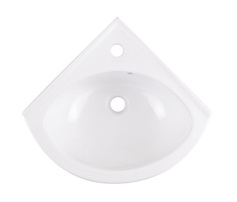 Umywalka narożna Vedi ceramiczna 38,5 x 38,5 cm z otworem na armaturę biała