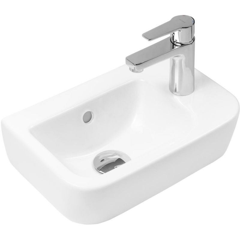 Umywalka Oltens Vernal 37x24,5 cm SmartClean prawa biały połysk z otworem na baterię 1 szt.