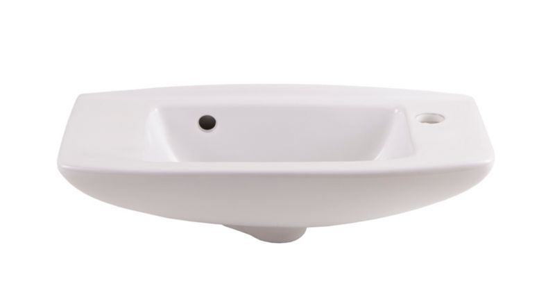 Umywalka ścienna Musi ceramiczna 50,5 x 24 cm z otworem na armaturę biała