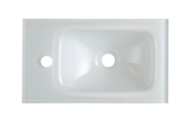 Umywalka ścienna szklana GoodHome Tapti 45 x 26 cm biała z otworem na armaturę