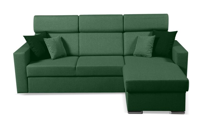 Uniwersalny narożnik Bettso Mils 215x164 cm z funkcją spania i regulowanymi zagłówkami zielony 1szt.