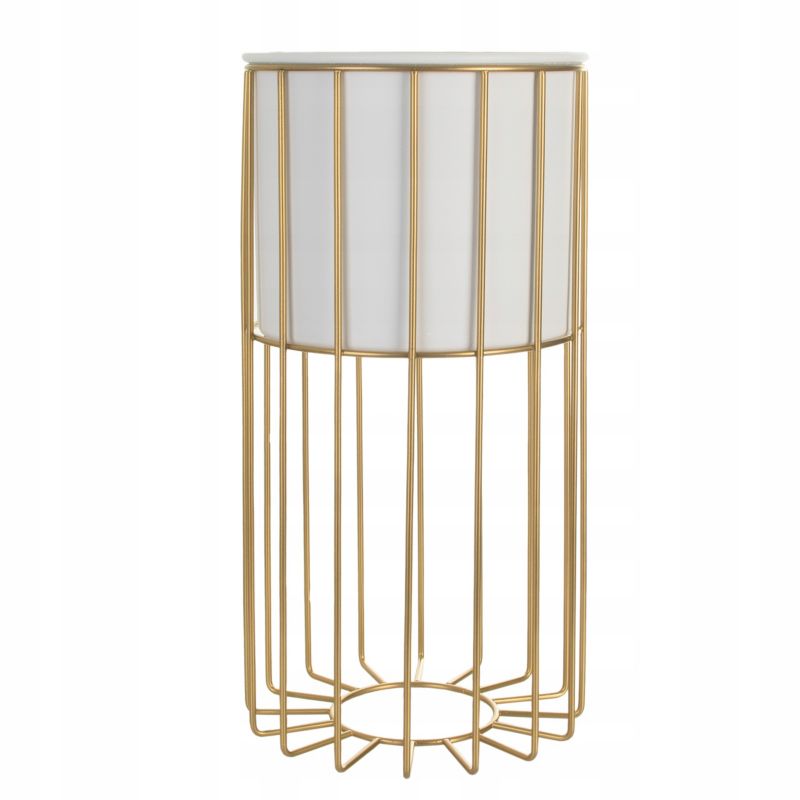 Urokliwe Wnętrza Kwietnik Stojący Metalowy Biało Złoty Stojak Loft Druciany 41Cm - 1 szt.