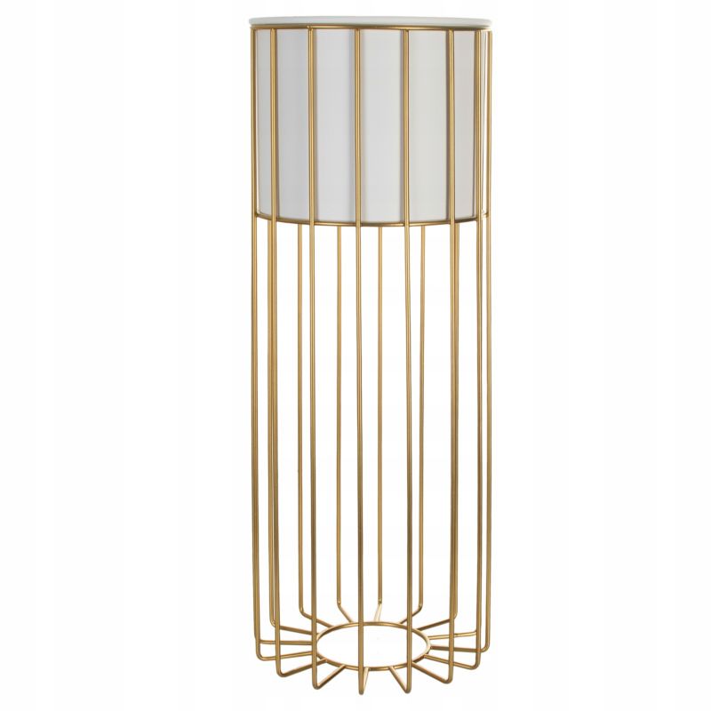 Urokliwe Wnętrza Kwietnik Stojący Metalowy Biało Złoty Stojak Loft Druciany 55Cm - 1 szt.