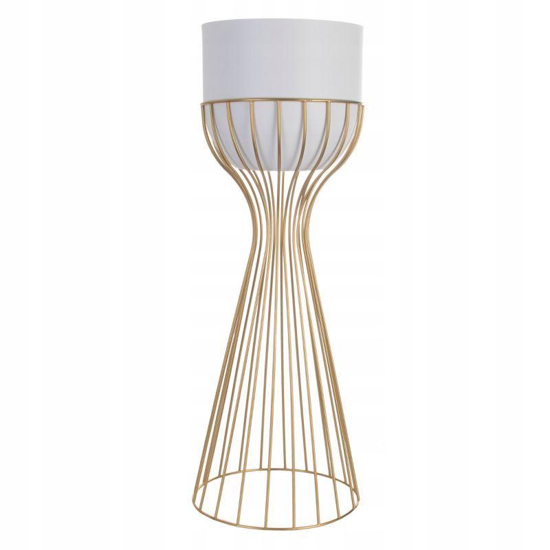 Urokliwe Wnętrza Kwietnik Stojący Metalowy Biało Złoty Stojak Loft Druciany 56Cm - 1 szt.