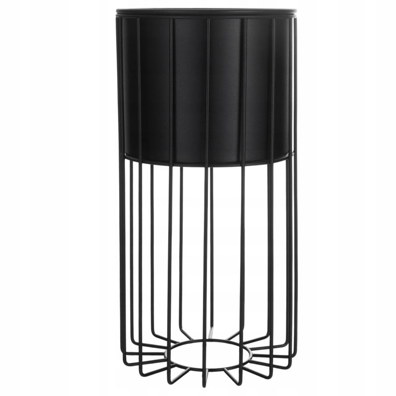Urokliwe Wnętrza Kwietnik Stojący Metalowy Czarny Matowy Stojak Loft Druciany 42Cm - 1 szt.