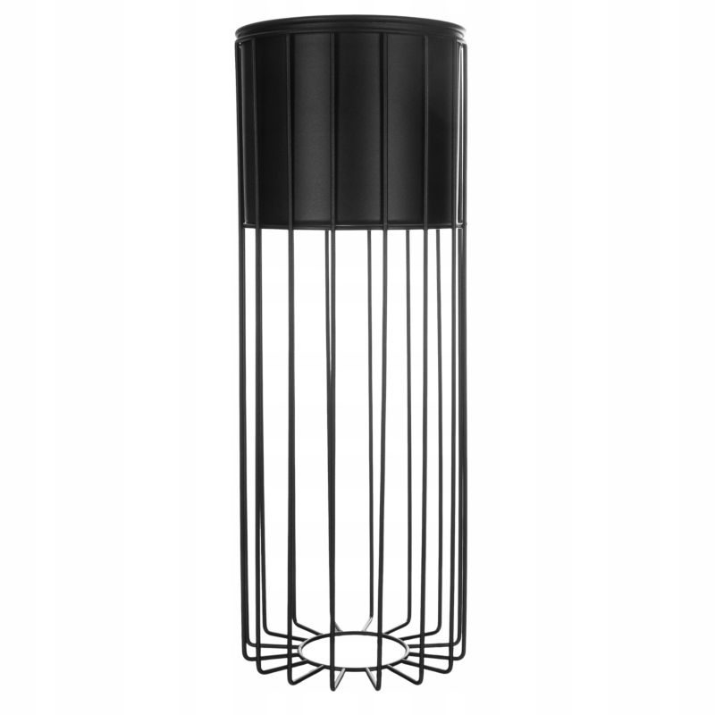 Urokliwe Wnętrza Kwietnik Stojący Metalowy Czarny Matowy Stojak Loft Druciany 55Cm - 1 szt.