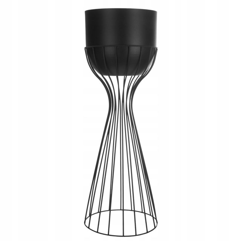 Urokliwe Wnętrza Kwietnik Stojący Metalowy Czarny Matowy Stojak Loft Druciany 56Cm - 1 szt.