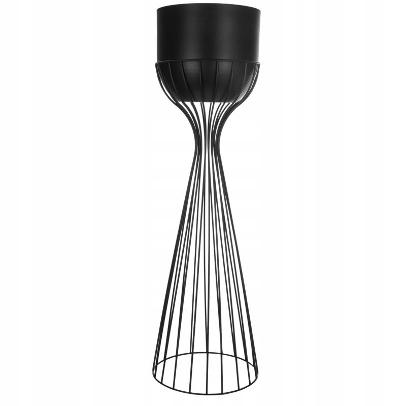 Urokliwe Wnętrza Kwietnik Stojący Metalowy Czarny Matowy Stojak Loft Druciany 68Cm - 1 szt.