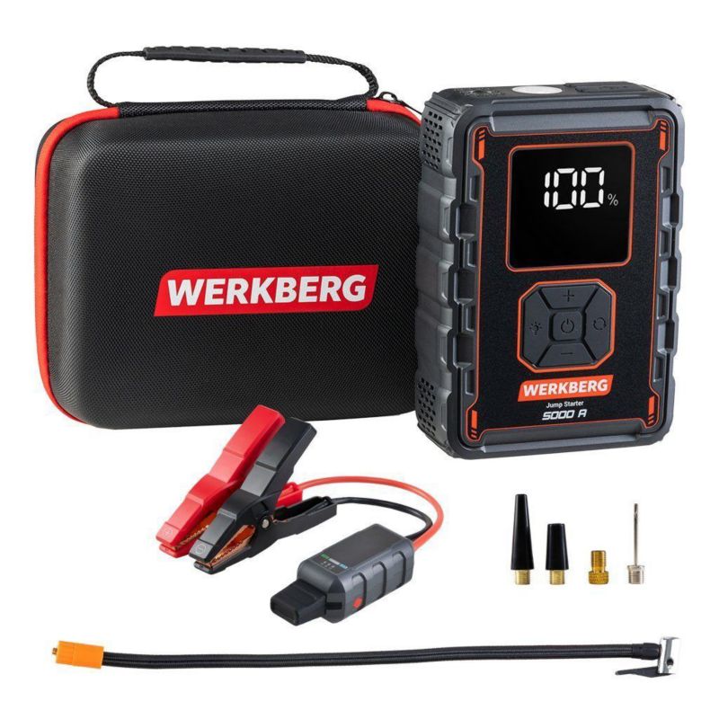 Urządzenie rozruchowe Booster WERKBERG Jump Starter Powerbank 2500A/5000A 32000mAh kompresor 1szt.