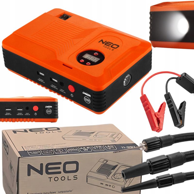 Urządzenie rozruchowe NEO TOOLS 4w1 power bank 14Ah, kompresor 3,5 BAR, latarka, jump starter 1 szt