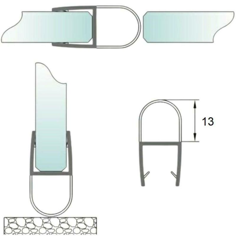 Uszczelka do kabiny prysznicowej Hakner P13 nakładana do szkła 6mm długość 2200mm transparentna - 1 szt.