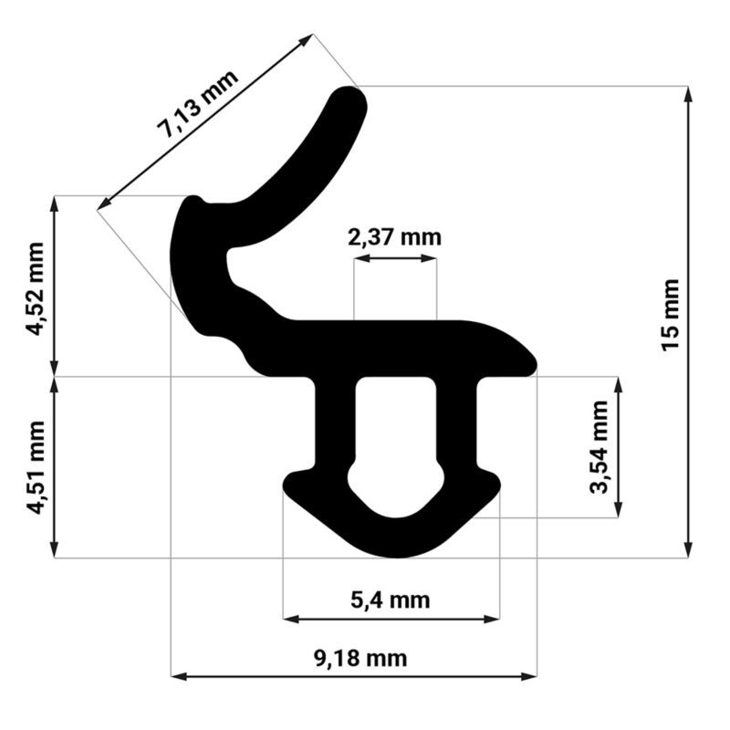Uszczelka do okien KYCT EPDM WS009 20 m czarna 1 szt
