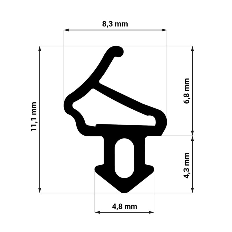 Uszczelka do okien KYCT EPDM WS021 5 m czarna 1 szt