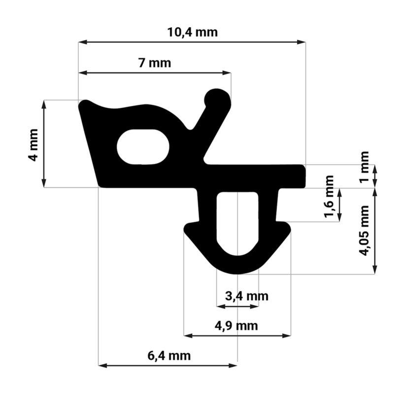Uszczelka do okien KYCT EPDM WS033 40 m czarna 1 szt