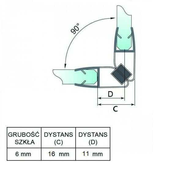 Uszczelka magnetyczna do kabiny prysznicowej Hakner do szkła 6mm długość 2200mm transparentna - 1 par.
