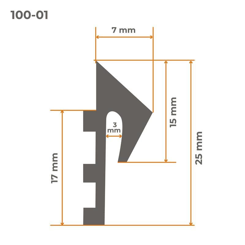 Uszczelka parapetowa PVC 25x17 mm QUEST, profil przyłączeniowy do parapetu metalowego - biały, 1 szt.
