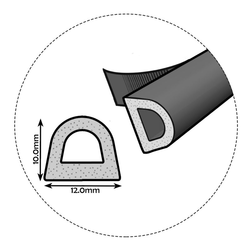 Uszczelka samoprzylepna KYCT EPDM do okien i drzwi D 12x10 mm 20 m biała 1 szt