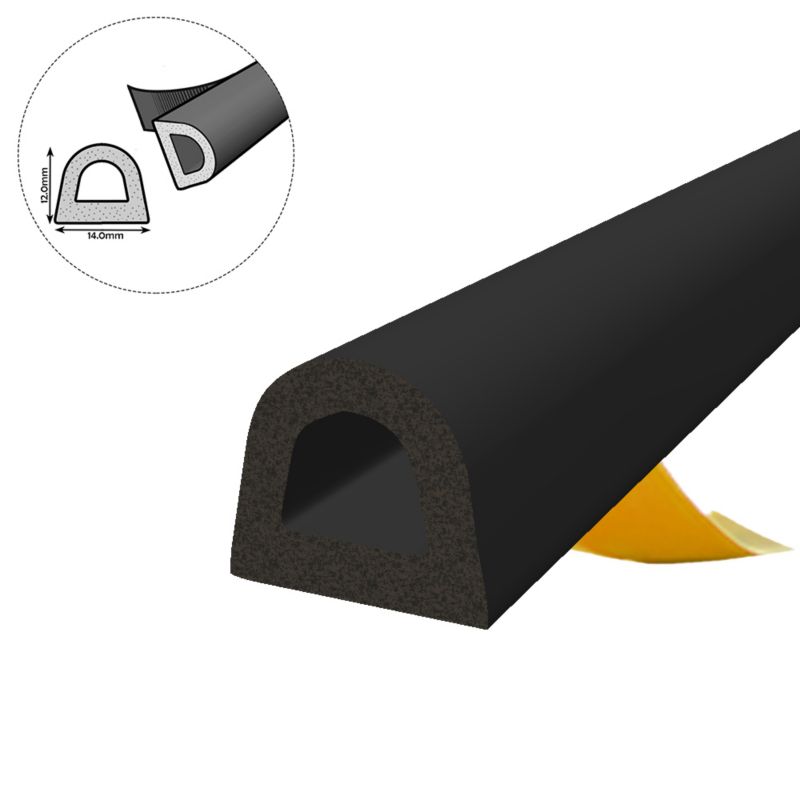Uszczelka samoprzylepna KYCT EPDM do okien i drzwi D 14x12 mm 40 m czarna 1 szt