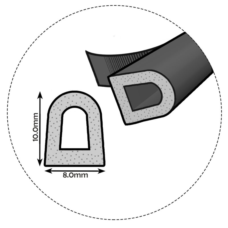 Uszczelka samoprzylepna KYCT EPDM do okien i drzwi D 8x10 mm 30 m czarna 1 szt