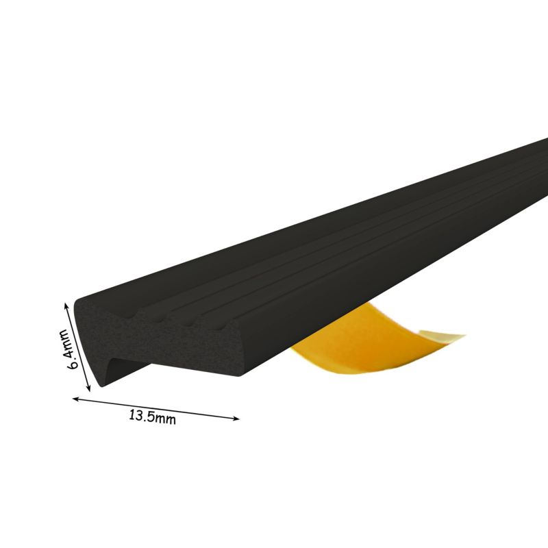 Uszczelka samoprzylepna KYCT EPDM do okien i drzwi E 13,5x6,4 mm 1 m czarna 1 szt