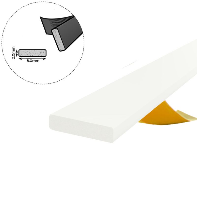 Uszczelka samoprzylepna KYCT EPDM do okien i drzwi I 8x2 mm 5 m biała 1 szt
