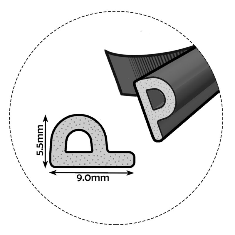 Uszczelka samoprzylepna KYCT EPDM do okien i drzwi P 9x5,5 mm 40 m szara 1 szt