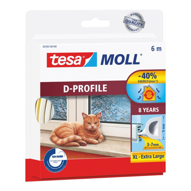 Uszczelka Tesa profil D biała 6 mb