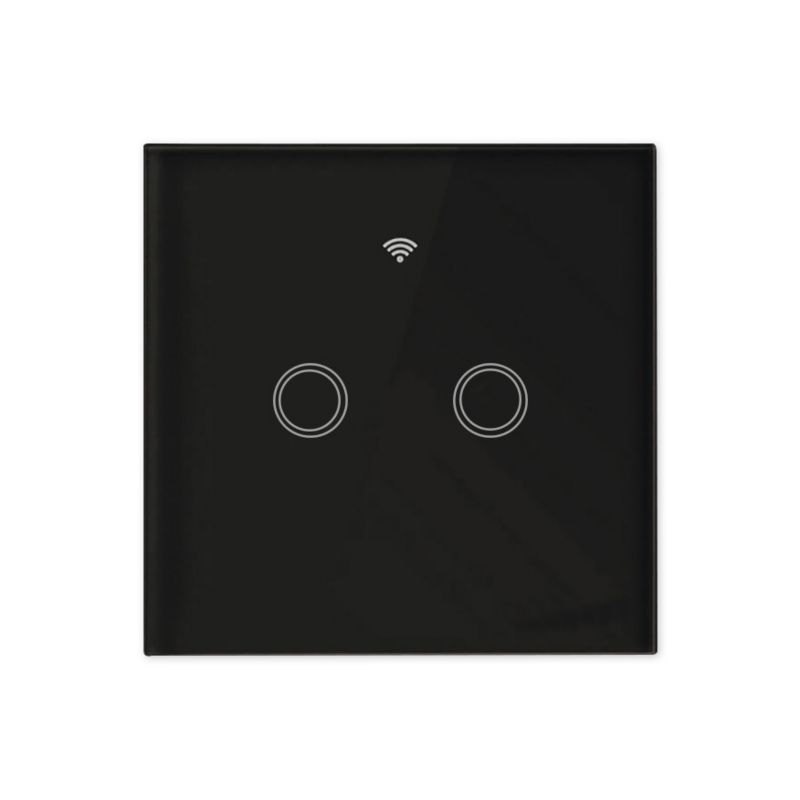 Włącznik dotykowy WiFi MasterLED szklany podwójny czarny IP54 3-300W Tuya Smart 1 szt.