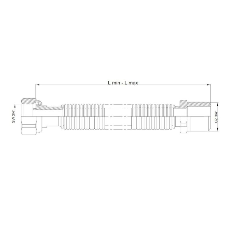 Wąż do Gazu Elastyczny Przewód Gazowy INVENA GW/GZ 3/4" x 3/4" 20 - 40 cm 1 szt.