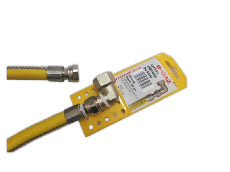 Wąż elastyczny z kolankiem E-GAZ 1/2 cal 100cm - 1 szt
