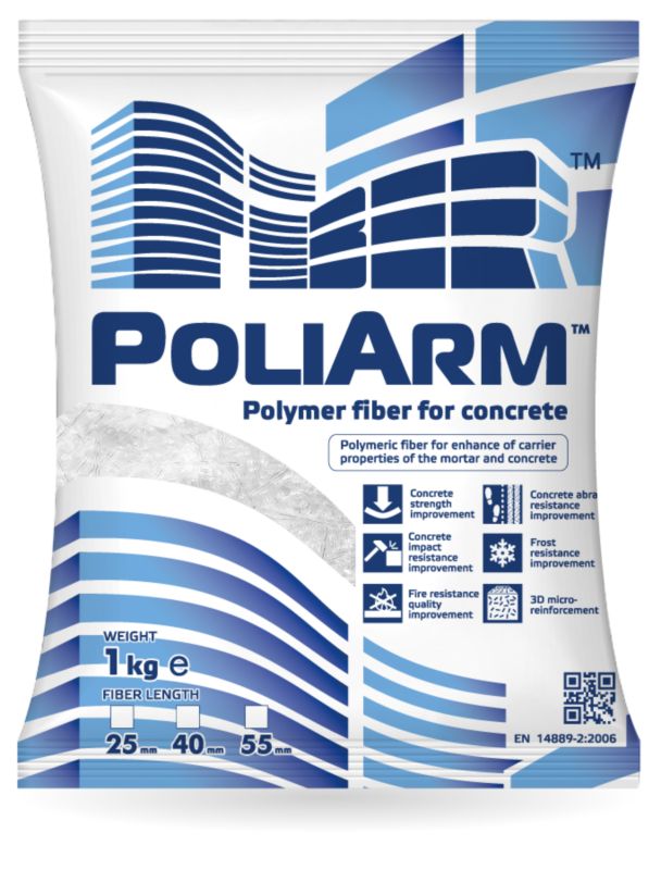 Włókna polimerowe do betonu Poliarm   40 mm 1 kg.