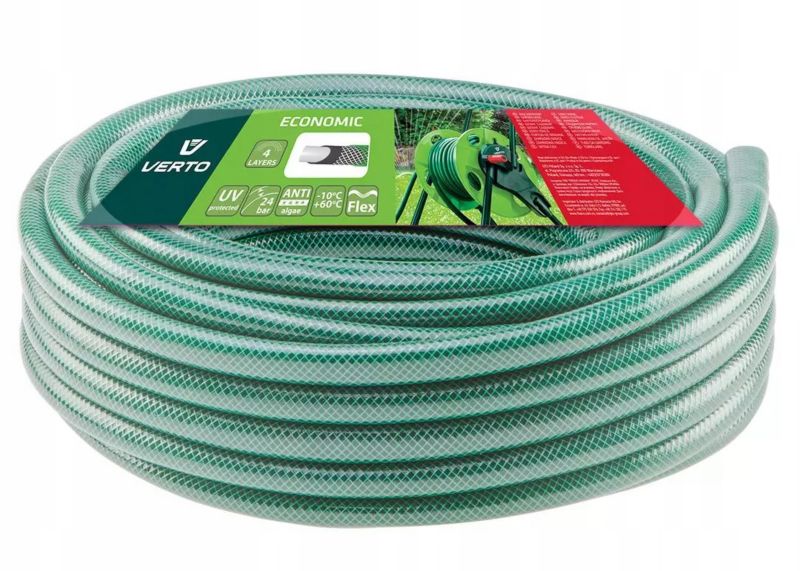 Wąż ogrodowy na małym bębnie ze zraszaczem i złączkami VERTO, 20 m, 1/2", 1 kpl.