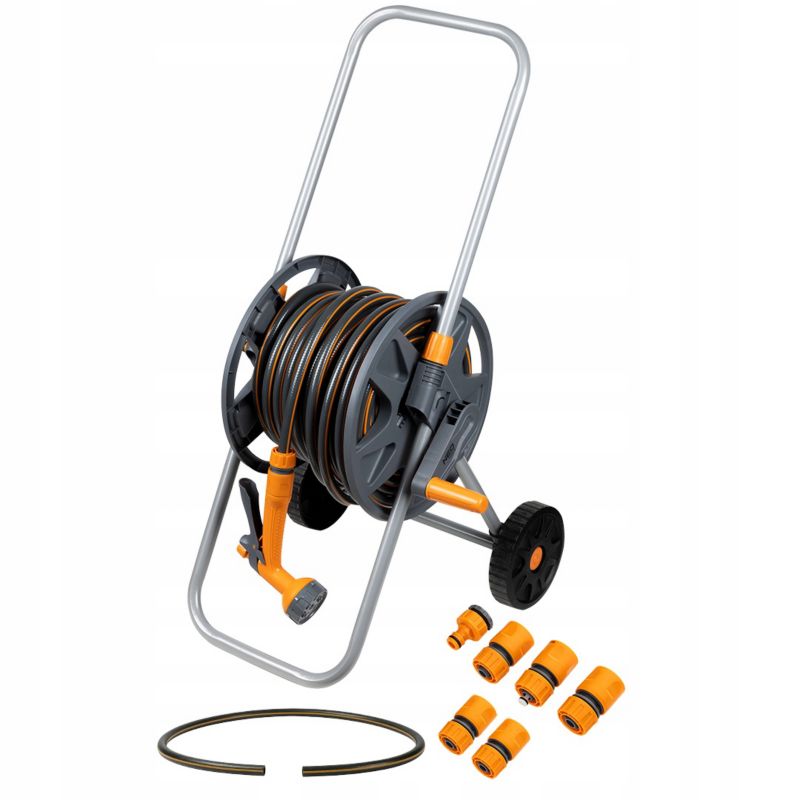 Wąż ogrodowy nawinięty na bębnie z pistoletem zraszającym i złączkami NEO TOOLS  30m 1/2" 1 kpl
